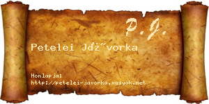Petelei Jávorka névjegykártya